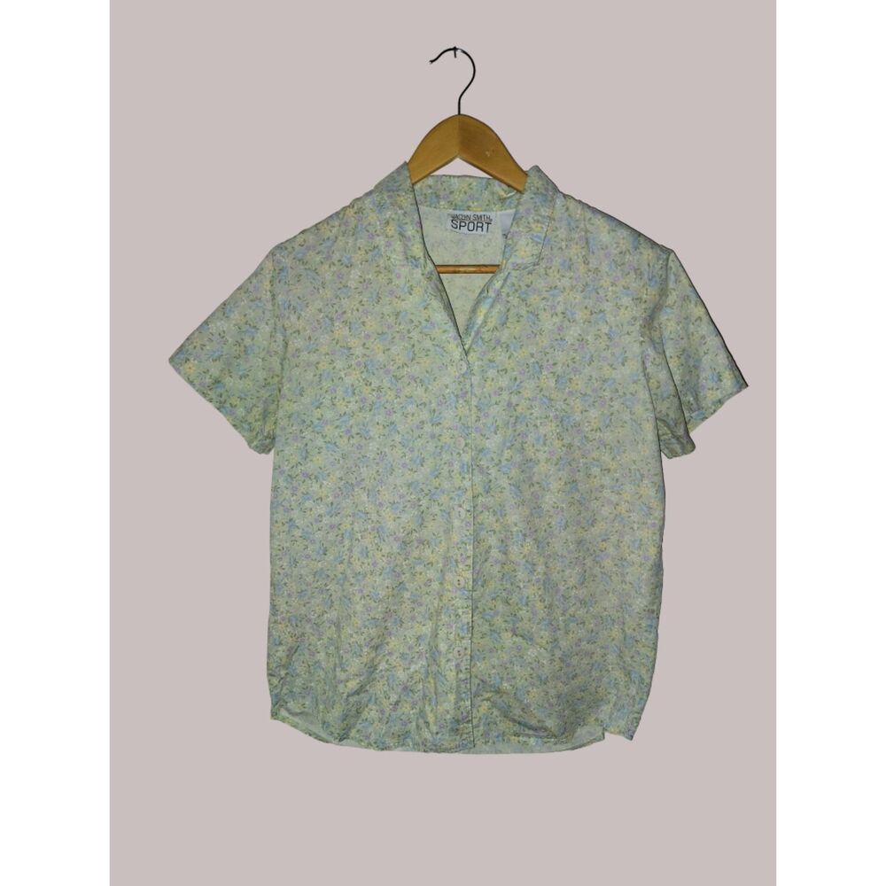 Vintage 80s/90s Jaclyn Smith Sport Floral Blouse Pastel Grannycore Cottagecore